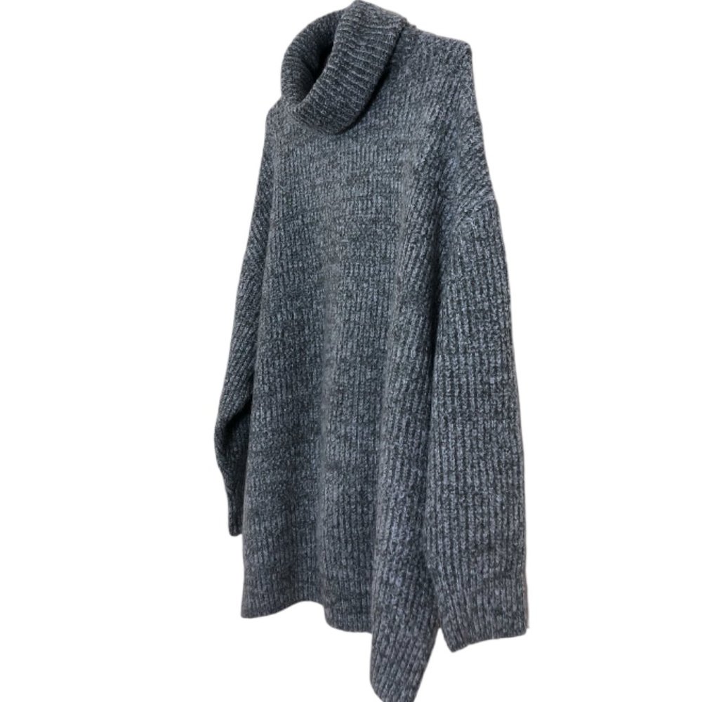 Zara Gray Ribbed Turtleneck Sweater - Picture 4 of 8